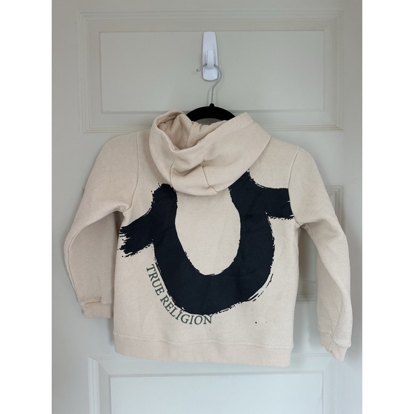True Religion Other - True Religion Cream Zip Hoodie with Black Logo Size Large (7) Kids